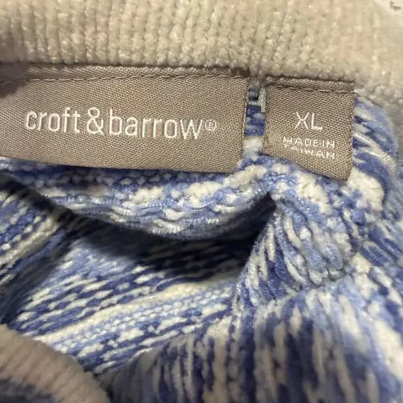 Croft Barrow Nordic Fair Isle Cardigan Blue White XL Snow Ski Grandmacore Cabin - Picture 6 of 9